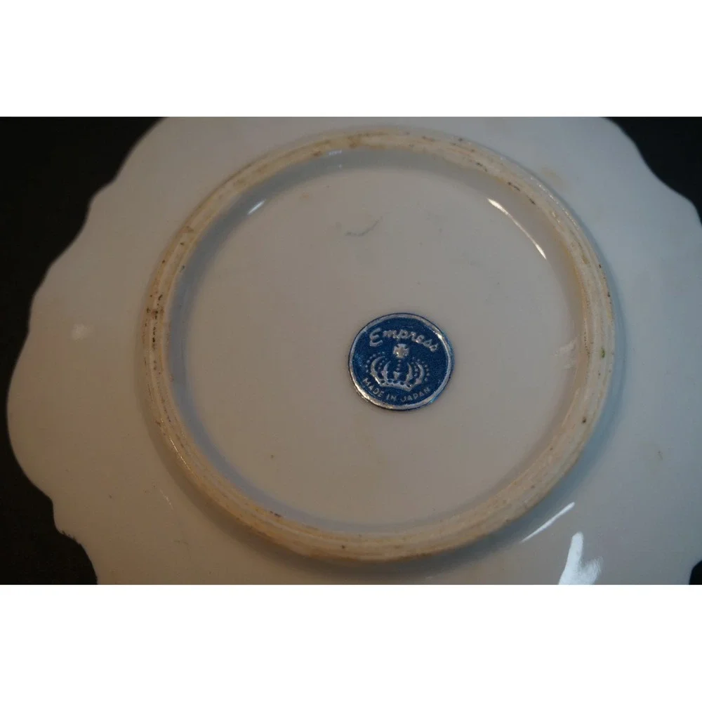 Vintage Empress Mary & Baby Jesus Lords Prayer Trinket Dish Gold Rim Porcelain